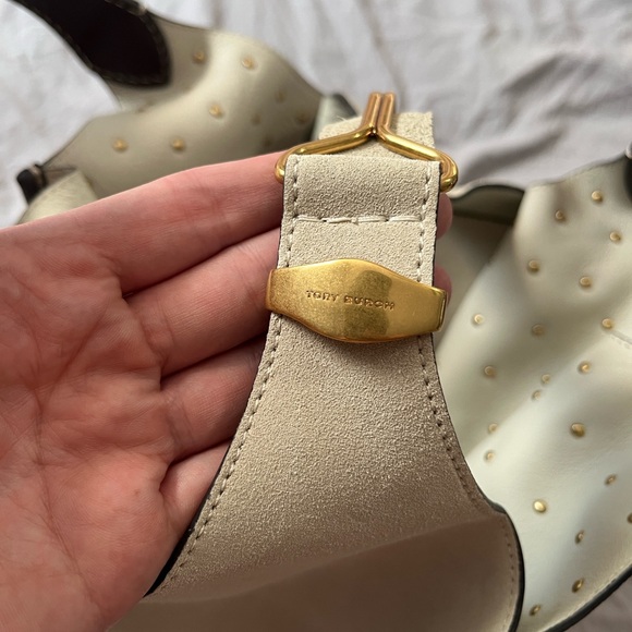 Tory Burch Beige and Gold Studded Tote - Picture 6 of 11